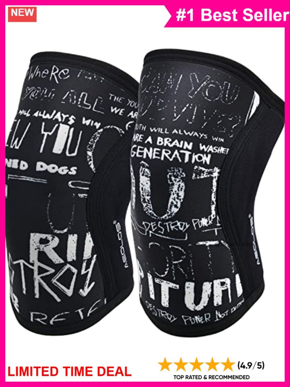 7mm Neoprene Knee Compression Sleeves Pair Support for Lifting Squats Gym